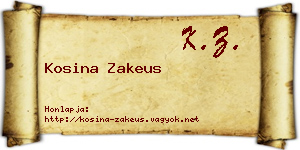 Kosina Zakeus névjegykártya